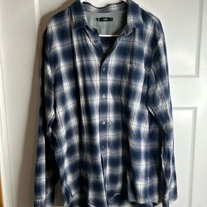 Vince Men’s Size XL Long Sleeve Flannel Blue Plaid Outdoors 1383